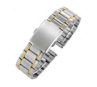 yaoqijie 12 14mm 16mm 18mm 20mm 22mm 24mm Stainless Steel Links Watch Bands Strap Wristwatch Clasp Bracelet Replacement Light Weight Band lasting(Silver Gold,16mm)