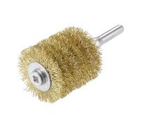 yaoqijie 1pcs 40mm X 41mm 6mm Shank Stainless Steel Brass Plated Crimped Wire Wheel Brush For Polishing