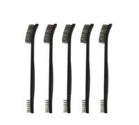 yaoqijie 5pcs Double Head Wire Brush Set Steel Brass Nylon Cleaning Polishing Metal Rust Remover Paint Remove Metal Scrubbing Burshes(Steel Wire)