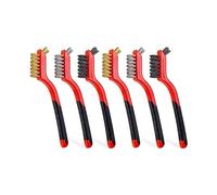 yaoqijie 6 PCS Wire Brush Set-Brass/Nylon/Stainless Steel Bristles Cleaning Brush With Soft Comfortable Handle