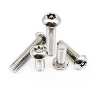 yaoqijie M2 .5 M3 M4 304 A2-70 Stainless Steel Six Lobe Button Round Head with Pin Anti-theft Security Bolt Screw lasting(16mm,10pcs M5)