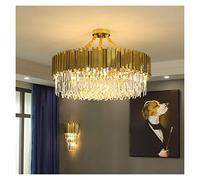 Yaoqshu Chandelier Light Shades Ceiling 2021 Modern Crystal Gold Chandelier Lighting LED Lamp Living Room Bedroom Decor Chandeliers Kitchen Island Indoor Light Fixtures