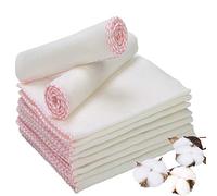 Yaosan Pack 20 Eco Friendly Muslin Face Cloths Soft Cotton Reusable Facial Cleansing Cloths Remover Face Muslin Pack (Pink Edge)