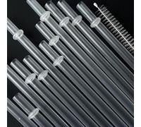YAOSHENG Reusable Straws with 1 Brushes,Long Hard Plastic Drinking Straws, Transparent Replacement Straws for 16OZ-32 OZ Tumblers (Transparent Color, 23cm/ 9.06in 12+1 Straw Brush)