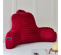 Yaoshuho Large Reading Pillow for Adults, Back Support Pillow for Sitting Up in Bed with Arms, Couch for Lounging Bedrest, Burgundy