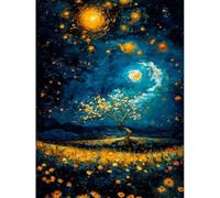Yaostarart Paint by Numbers for Adults,Starry Night Adult Paint by Numbers Canvas Kits,Night Paint by Number Canvas,Number Painting Adults for Gifts Home Wall Decor 12x16inch
