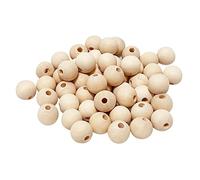 YAOTROOP 50 Pcs Large Wooden Beads 20mm Natural Round Wood Beads Loose Beads Untreated Wooden Balls, for Handmade Garlands Home Decorations Jewellery Making DIY Hand Crafts