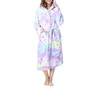 YAOTT Dressing Gown for Women Men Unisex Supersoft Fleece Shawl Bathrobes Plush Housecoat Cosy Sleepwear Long Loungewear Lightweight Robe Casual Nightdress Elegant Pajama Star M