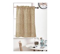 YAOTT Luxury Silver Star Printed Short Curtains Small Blackout Pencil Pleat Curtains Thermal Insulated Blackout Curtain Elegant Window Treatment for Living Room Beige