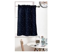 YAOTT Luxury Silver Star Printed Short Curtains Small Blackout Pencil Pleat Curtains Thermal Insulated Blackout Curtain Elegant Window Treatment for Living Room Navy