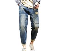 YAOTT Mens Casual Jeans Ripped Distressed Destroyed Skinny Stretch Slim Fit Denim Pants Cotton Denim Trousers Loose Wash Denim Jeans Plus Size Cropped Harem Pants Color1 4XL