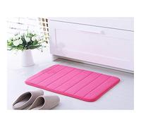 YAOTT Shaggy Soft Non-Slip Bathroom Mat, Water Absorbent Microfiber Shower Mat Machine Washable Bath Rug Striped Indoor Door Mats Entrance Rugs for Bathroom Living Room Rose red 40X60CM