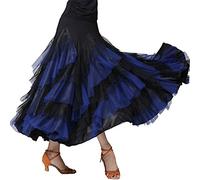 YAOTT Women Ballroom Modern Latin Dance Long Flamenco Skirt Tango Competition Modern Dance Skirts Sapphire Blue