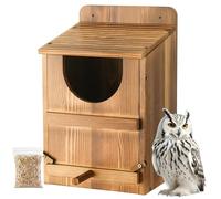 Yaoyiizy Owl House, Barn Owl Nesting Box with Bird Stand and Wood Shavings, Large Wooden Screech Nesting Box for Outside, Nest Box for Wild Birds, Barn, Screech, Eagle, 1 Set