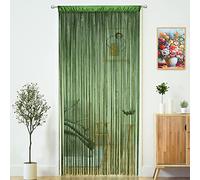 YaoYue Beaded Curtain Door String Curtains for Doorways Tassels Beads Hanging Fringe Hippie Window Hallway Entrance Wall Closet Bedroom Privacy Decor (Green, 39" W x 110" L (Pack of 1))