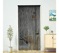 YaoYue Door Curtain String Curtain for Doorways Bedroom Decor Kitchen Fringe Hallway Tassel Room Divider Boho Hippie for Wedding and Party,Black 39x79 inch,(100x200cm,Dense)
