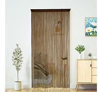 YaoYue Door Curtain String Curtain for Doorways Bedroom Decor Kitchen Fringe Hallway Tassel Room Divider Boho Hippie for Wedding and Party,Coffee 39x79 inch,(100x200 cm,Dense)