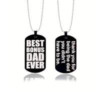 yaozeio Black Dog Tags Necklace for Stepdad Birthday Gifts for Stepdad Stepfather Thank You Gifts for Bonus Father Men Appreciation Gifts for Stepfather Bonus Dad Gift from daughter