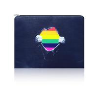 yaozeio Black Rainbow Print Cosmetic Bag for Women Men Friend Pride Zipper Pouch for Gay Couples Encouragement Birthday Gifts for Girlfriend Boyfriend LGBTQ Ally Rainbow Makeup Bag Motivational Gift