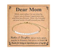 yaozeio Dear Mom Bracelets for Women Her Mom Mothers Day Gifts for Mommy Mama Faux Pearls Bracelets for New Bonus Mom Mother in Law Birthday Bday Gifts from Daughter Best Mom Ever Gift Bracelets