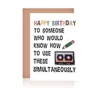 yaozeio Funny Birthday Card for Women Men Vintage 80s 90s Cassette Greeting Cards for Best Friends Sister Brother Bday Birthday Gifts for Music Lovers Couple Retro Bday Greeting Cards with Envelope