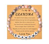 yaozeio Grandma Gift Bracelet from Granddaughter Nana Grandmother Birthday Mothers Day Gifts from Grandson I Love You Grandma Nanny Granny Gifts for Women Pink Natural Stone Bracelets for Grandma