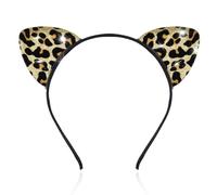 yaozeio Halloween Cosplay Cat Ears Headband for Women Glitter Leopard Print Kitten Ears Hair Hoop Band for Girls Cheetah Print Headband Headpiece for Women Halloween Cosplay Hair Accessories