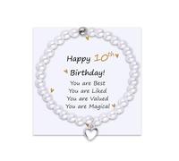 yaozeio Pearl Bracelet Granddaughter Birthday Gifts for Daughter Friend Pearl Beaded Bracelet for Women 18th 21th 10th Birthday Gift, S, Resin, no gemstone