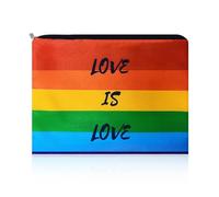 yaozeio Rainbow Pride Makeup Bag for Women Men LGBQT Colorful Canvas Cosmetic Bag for Couple Friend Gay Anniversary Birthday Gifts for Boyfriend Girlfriend Sister Brother Colorful Pride Gift Bags