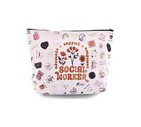 yaozeio Social Worker Gifts Women Makeup Cosmetic Bag Pouch for Women Social Workers Volunteer Retirement Appreciation Birthday Gifts for Coworkers Volunteers Make up Zipper Bags