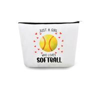 yaozeio Softball Cosmetic Bag Gifts Girls Birthday Christmas Gifts for Softballs Lovers Mom Sister Inspirational Gift for Women Coworker Bestie Just a Girl Who Loves Travel Toiletry Makeup Bags