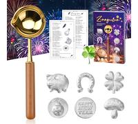 YAOZUP Tin Casting Set: New Year's Eve Fortune Telling Game Set - 6 Pewter Figures, 1 Spoon, 1 Instruction Manual with Interpretations - Ages Teen & Adult