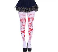 Yapartifa Bloodstained Tights - Halloween White Tights with Realistic Red Blood Stain Pattern - Women's Spooky Fancy Dress One Size UK 6-16 - Perfect for Halloween Costumes & Cosplay