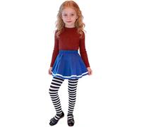 Yapartifa Kids Black & White Striped Tights, 70cm Length, Age 4-8 Years - Soft Stretchy Costume Accessories for Halloween Witch Skeleton Clown & World Book Day (Where's Wally, Burglar Bill)