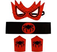 Yapartifa Spider Mask Wrist Guard Waistband 3Pcs Dress Up Set for Kids - Spider Suit Accessory for Kids' Daily Fun Games, Birthday,Halloween,Christmas cosplay,Boys Gilrs Toys Gift age 3-12
