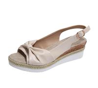 YAPAZULU Women's Bowknot Sandals Summer Open Toe Rope Sole Platform Sandals Large Sizes Stable Heel for Walking and Relaxing Holidays by the Sea, white, 7 UK