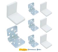 YAPIKAN L Bracket, White Shelf Brackets, Stainless Steel Corner Brace, Furniture Anchors for Baby Proofing, Heavy Duty Cabinet Hanging Brackets, Plastic Cover Metal Brackets for Shelves, 4 PCS
