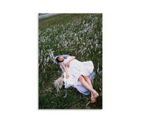 YAPING Asian Model Girl Lying on The Grass Modern Home Kitchen Dormitory Kids Room Mural 16 x 24 Inch (40 x 60 cm)