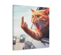 YAPING Cat in the Car Making International Hand Gesture Poster Decoration 12 x 12 Inch (30 x 30 cm)