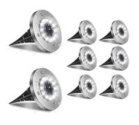 YAPJOY 12 LEDs Outdoor Solar Ground Lights, 8 Pack Solar Floor Light Outdoor, Ground Garden Light IP65 Waterproof, LED Path Lighting for Garden, Lawn, Pathway, Patio (White)