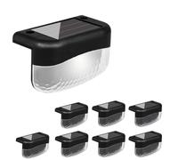 YAPJOY Solar Decking Lights, 8 Pack Solar Fence Lights, Wireless Decorative Wall Ambient LED Light, Waterproof Garden Step Light for Stair, Steps, Gutter, Yard, Patio, Pathway(White)