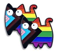 YAPKOLV 2 Pcs Pride Pin Enamel Pins for Clothes, Backpacks, LGBTQ+ Accessories, Rainbow Accessories, Cat Pin, Pride Month Gift Idea (Rainbow)