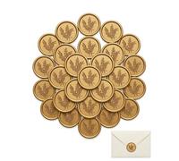 YAPKOLV 24 Golden Wax Seals Self-Adhesive with Elegant Vintage Pattern for Wedding Invitations & Parties - Seal Stickers as Classic Decoration