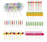 YAPKOLV 70 Piece Cocktail Decoration Set, Paper Umbrellas, Firework Sticks, Reusable Party Accessories, Ideal for Banquets, Summer Parties, Weddings & Bars