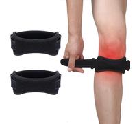 YAPKOLV Pack of 2 Knee Pads for Relief, Guidance and Stabilization of the Tendon, with Adjustable Band, Neoprene (Black)