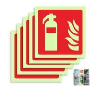 YAPKOLV Pack of 5 Self-Adhesive Fire Extinguisher Sign, PVC Photoluminescent Fire Extinguisher Sticker, Sign Fire Extinguisher, Pictogram Fire Extinguisher for Home, Office, Hospital (10 x 10 cm)