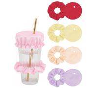 YAPKOLV Set of 5 Hair Bands Drink Cover - 2-in-1 Drink Protection & Spiking Protection with Straw Hole - Elastic, Leak-proof & Reusable for Bar, Clubs & Parties