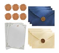YAPKOLV Vintage Letter Paper (18 Sheets and 6 Envelopes), Self Adhesive Wax Seal Stickers, Letter Envelopes, Elegant Parchment Paper with Lines for Wedding and Birthday Invitations