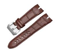 yapong Leather Watch Strap For Roger Dubimen's King EXCALIBUR Notch Bracelet Accessory(Brown silver clasp)