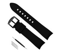 yaponuk Curved End Rubber Strap for Omega Watch Strap Bracelet for Tissot(Black black buckle,24mm)